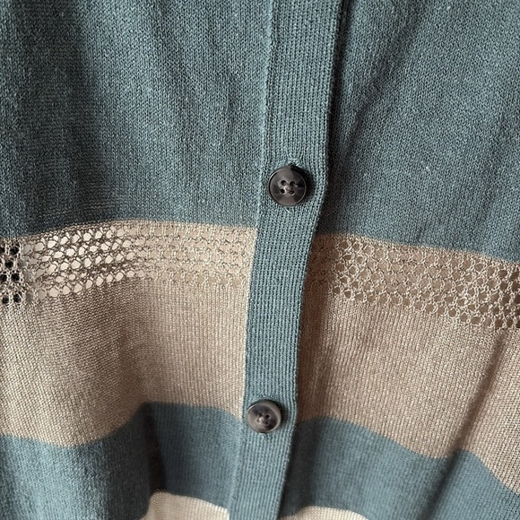 Vera wang NEW teal green gray partial sheer cardigan netting mesh / button up XL - Picture 6 of 14